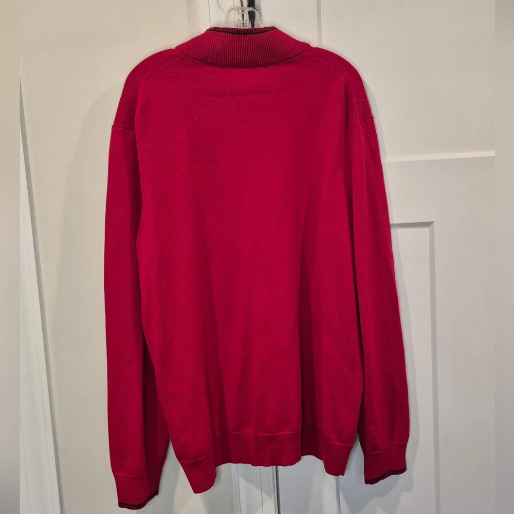 Vineyard Vines Sweater Red Boathouse Tipping 1/4 Zip Pullover Wool Blend…